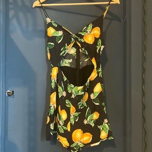 Urban Outfitters lemon print cut-out romper